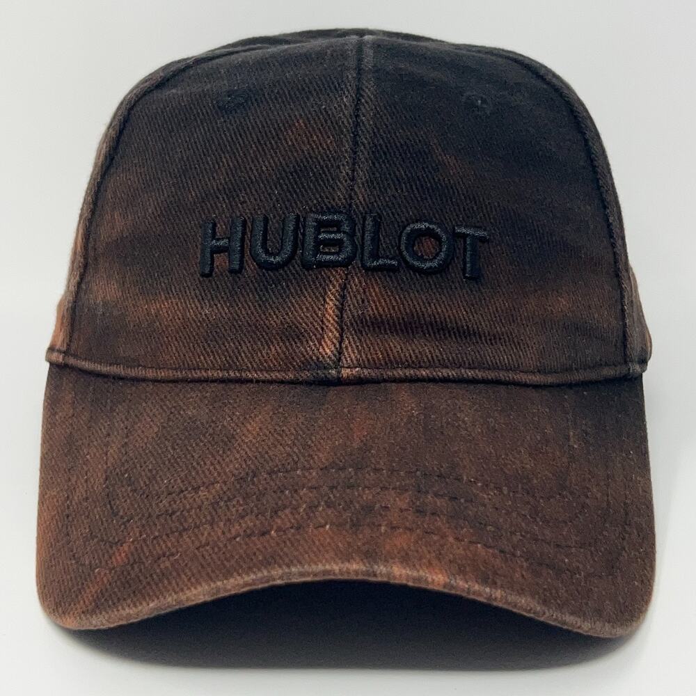 Hublot Watch Hat Baseball Cap Wristwatch Logo 6 Panel Bleached Snapback Black